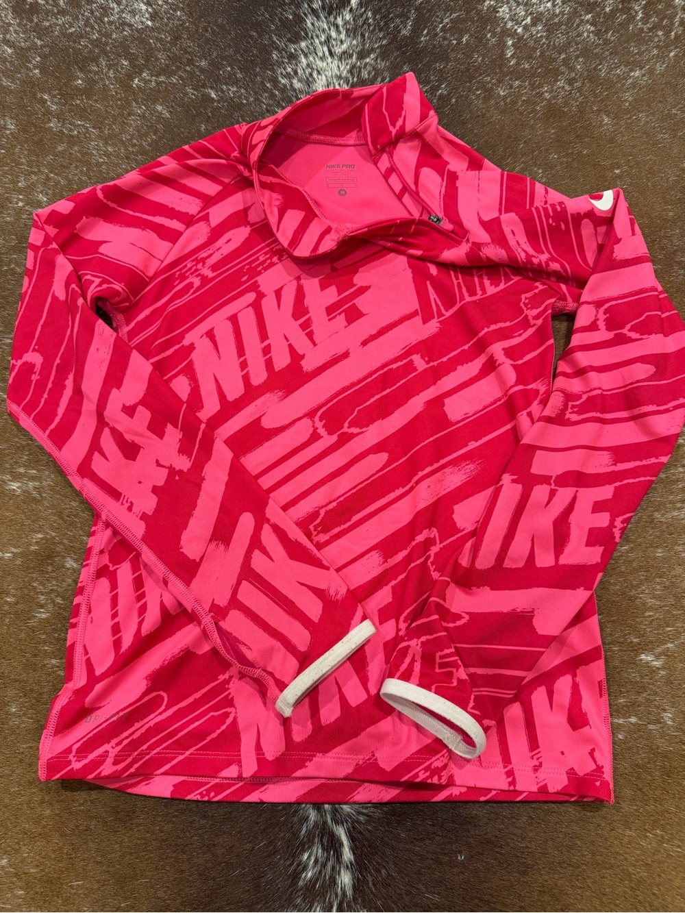 Nike Pro Dri-FIT Girls Pink Quarter-Zip Athletic Top Youth Medium
